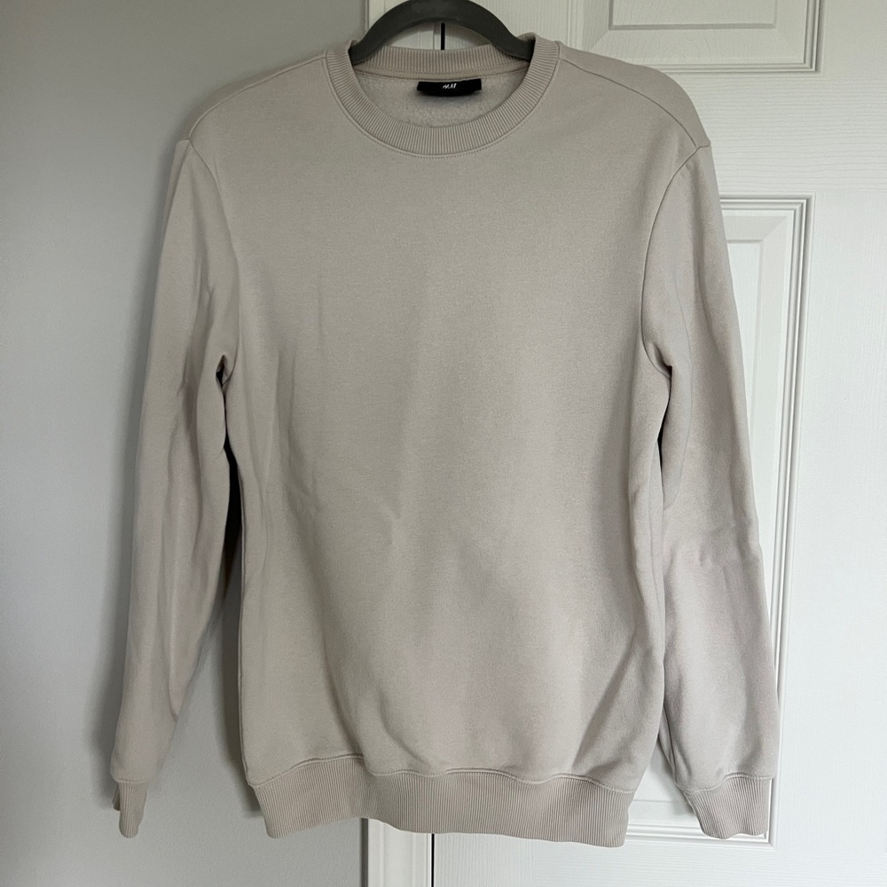H&M Light Beige Men’s Relaxed Fit Crewneck Sweatshirt - Size XS